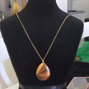 Gold and Brown Amber Necklace with Asymmetrical Design